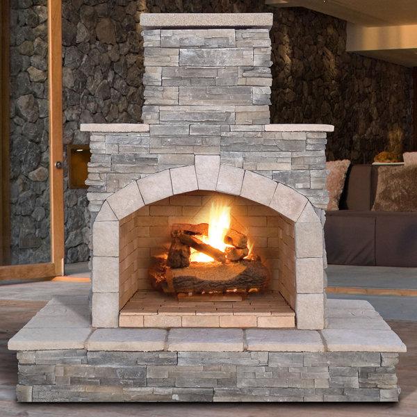 Cal Flame Cultured Stone Propane/Natural Gas Outdoor Fireplace | Wayfair